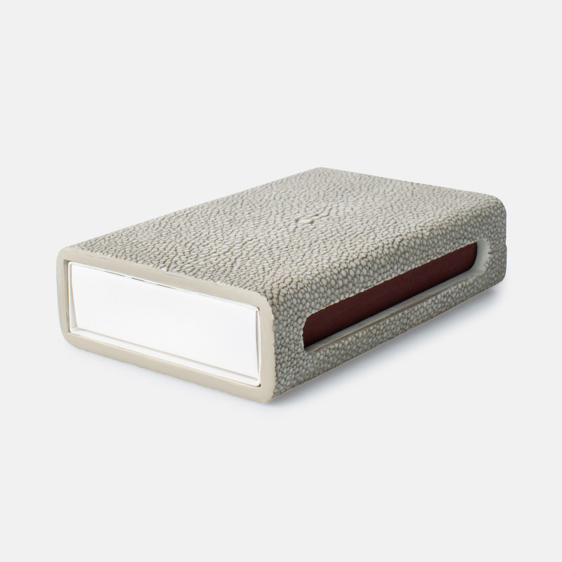 Match Box and Sleeve, Large, Faux Shagreen, Sand.